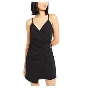 Leyden Strappy Cami Mini Wrap Dress V-Neck Black S